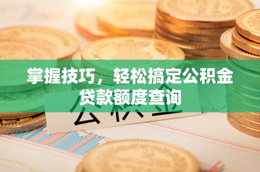 新邵掌握技巧，轻松搞定公积金贷款额度查询